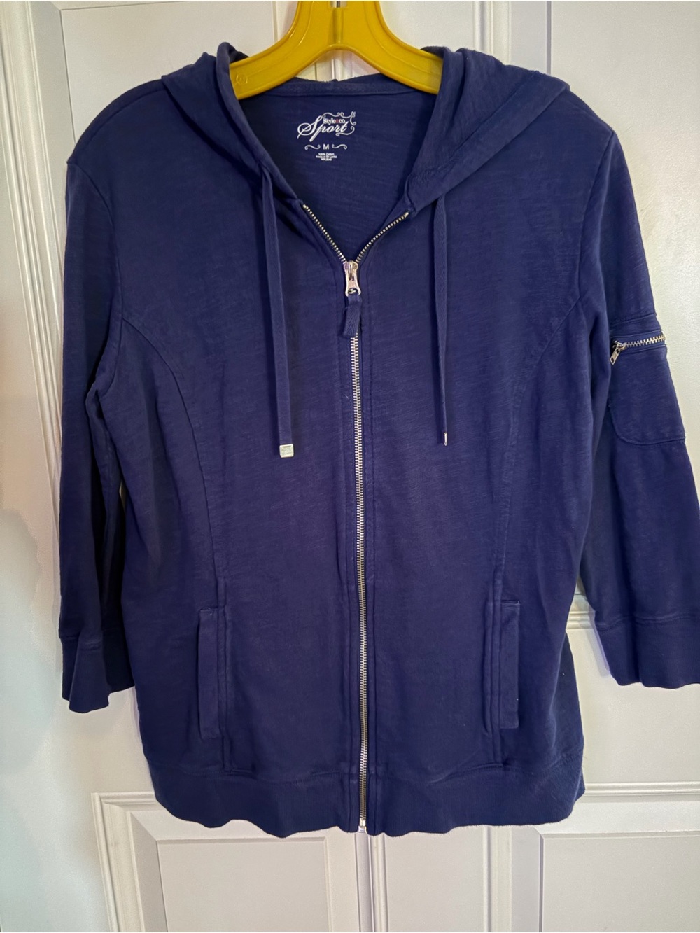 Style & Co. Navy Zip-Up Hooded Bomber Jacket